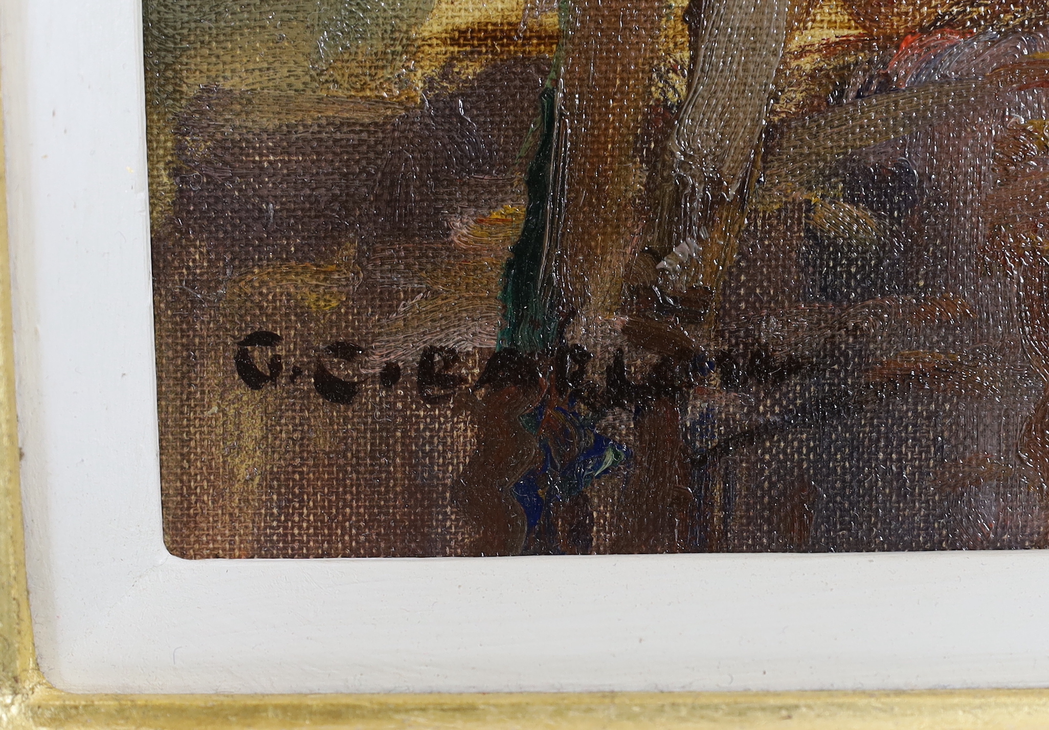 Gordon Clifford Barlow (1913-2004) oil on board, 'Gandria', signed, GC Barlow inscribed label verso, 29 x 39cm